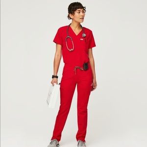 COPY - Figs limited edition pop red Yola scrub pants.